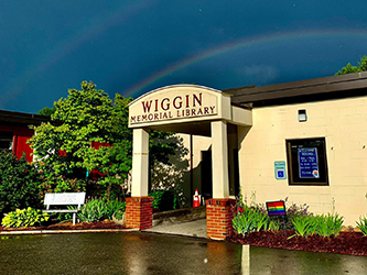 rainbow over Wiggin Memorial Library